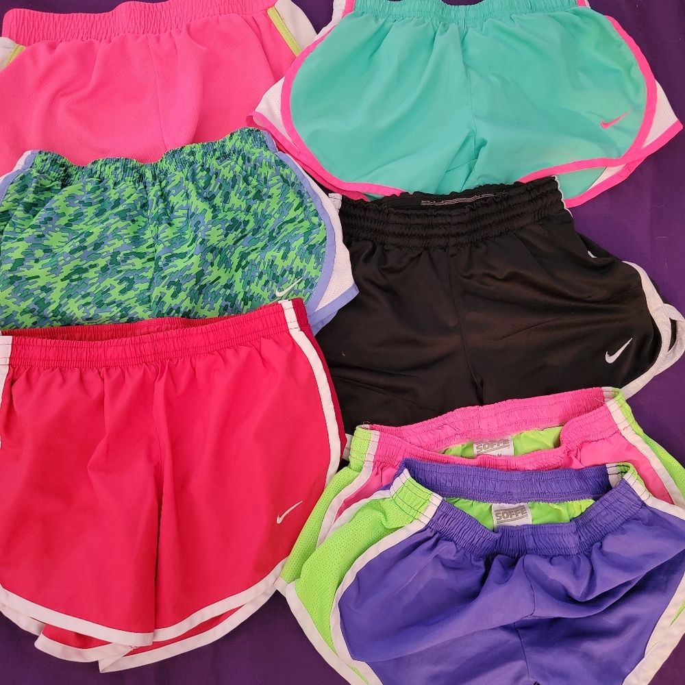7 Pair LOT of Athletic Shorts Girls S and M